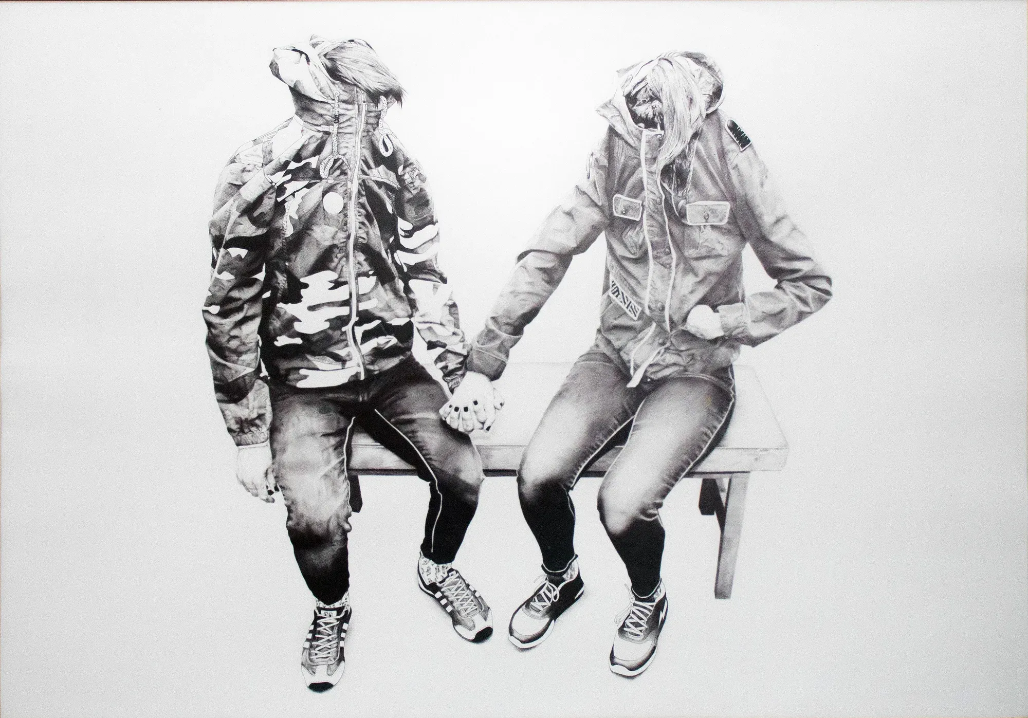 Los amantes, Pluma bic sobre papel, por Eduardo Pavón