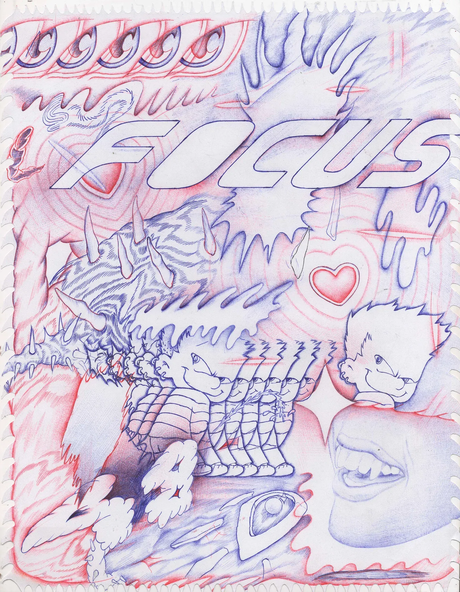 Retazos (serie), Pluma bic sobre papel bond, por Eduardo Pavón